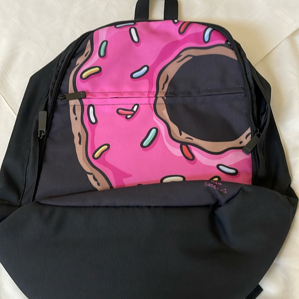 NEFF Matt Groening Pink Donut Print Backpack NWOT